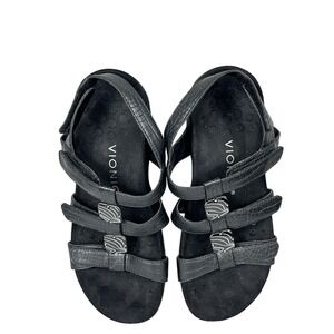 Vionic Sandals Woman's Size 6 Black Open Toe‎ Adjustable Strap Orthaheel Strappy